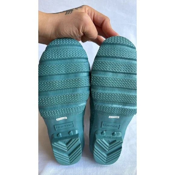 Hunter Tall Glitter Rain Boots Teal Green Waterproof Original Size US 5 - Picture 7 of 9